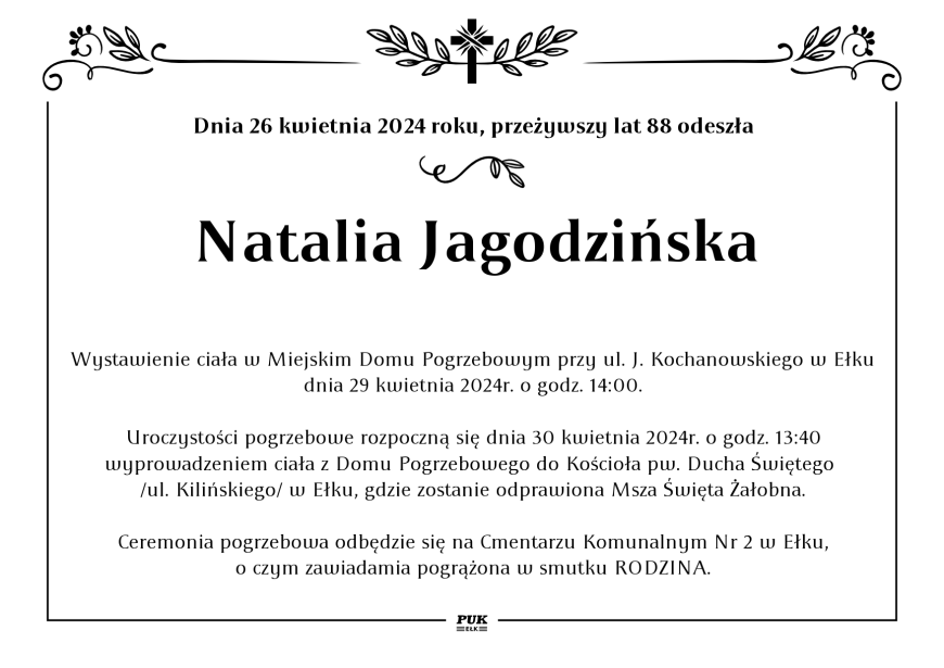Natalia Jagodzińska - nekrolog